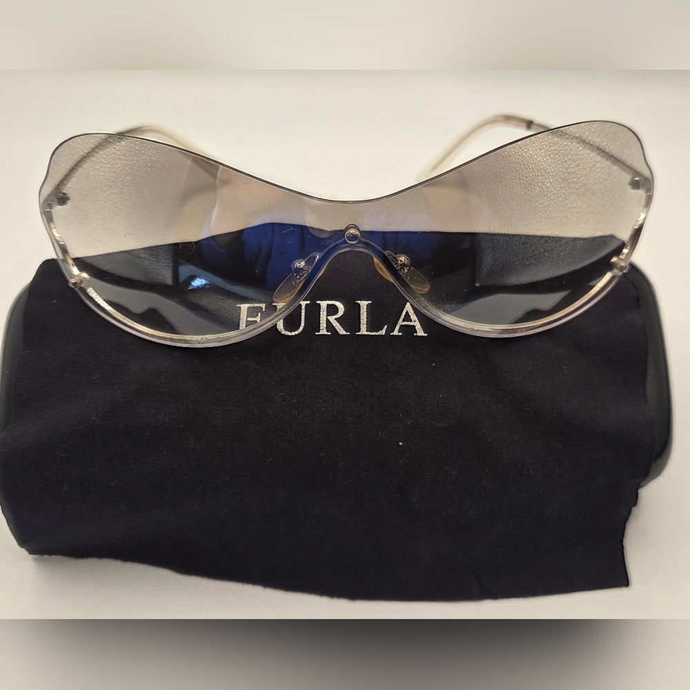 Vintage FURLA Bluebell Frameless Sheild Style Sunglasses Y2K Vibes Originals